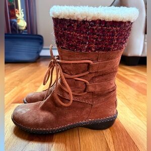 UGG Leather Sheepskin Tweed Boots